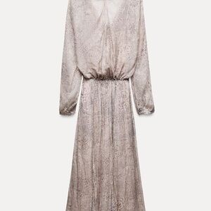 Elegant Patterned Dress with Brown Belt